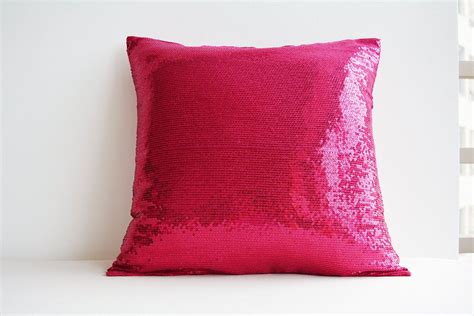 Shiny Hot Pink Sequin Pillow Cover Pink Holiday Decor Throw Pillow