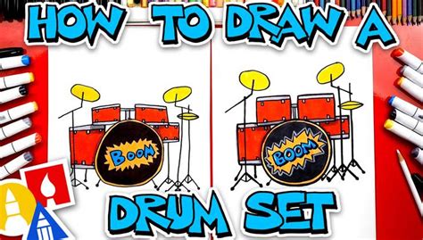 How To Draw A Drum Set Art For Kids Hub