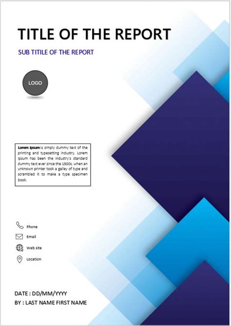 Title Page | Blue squares abstract design template | Cover pages #