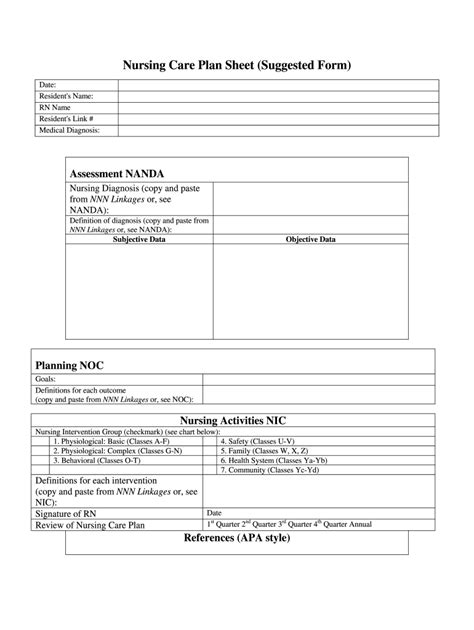 Nursing Care Plan Template Pdf Download Fill Online Printable Fillable Blank PdfFiller