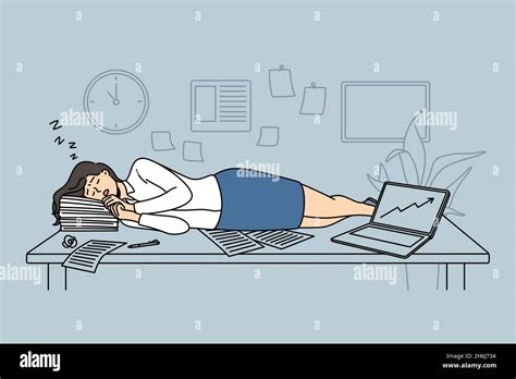 Woman Tired Stressed Office Stock Vector Images Alamy