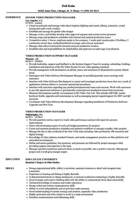 Production manager, manufacturing manager curriculum vitae example. 12 video production resume samples - radaircars.com