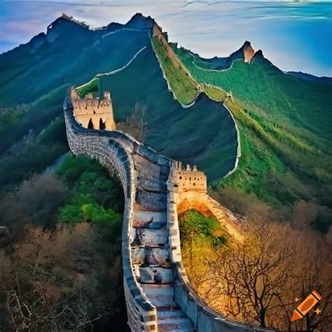 Dragon Flying Over The Great Wall Of China