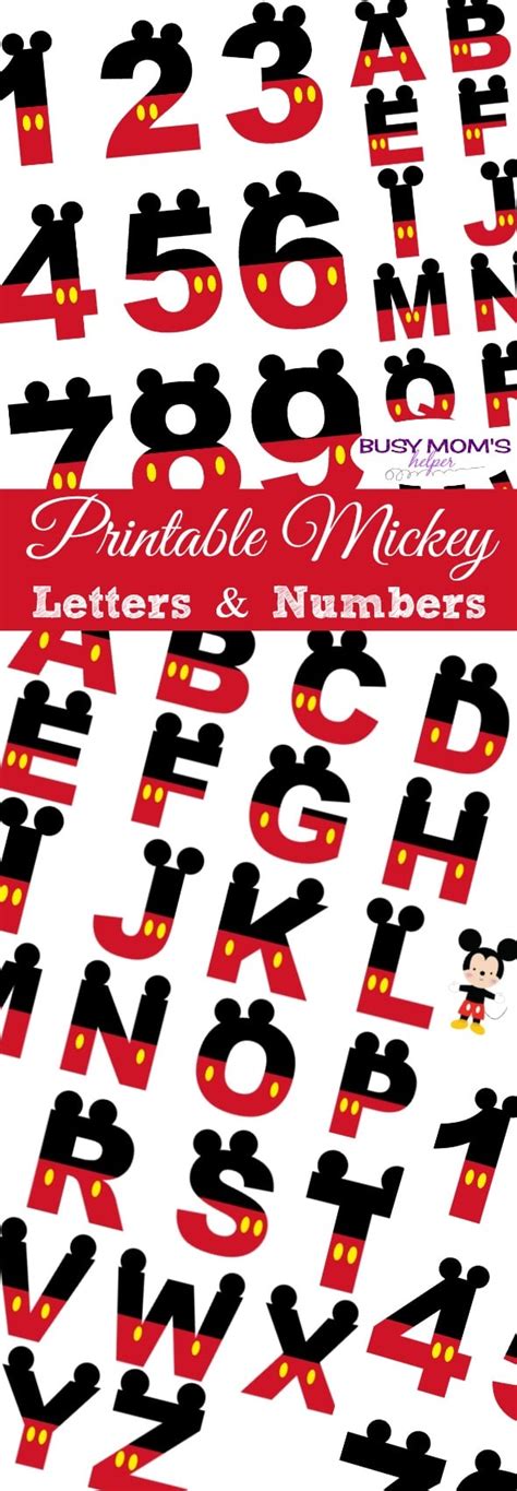 Printable Mickey Numbers And Letters