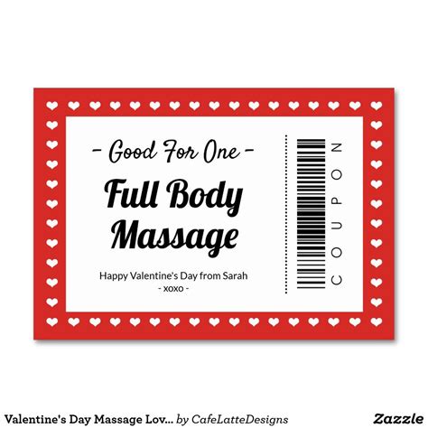 valentine s day massage love coupon couple t table number zazzle