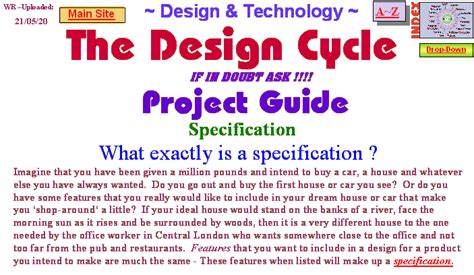 The Design Cycle The Specification Must Look At All Of The
