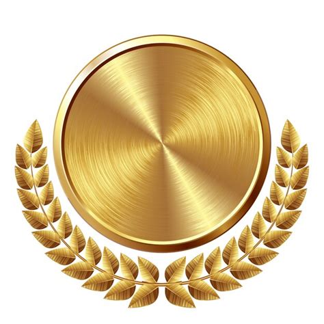 Premium Vector Gold Brushed Medal With Wreath