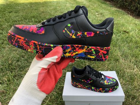 😍😍💦neon Paint Splatter Custom Air Force 1 Sneakers Airbrushed