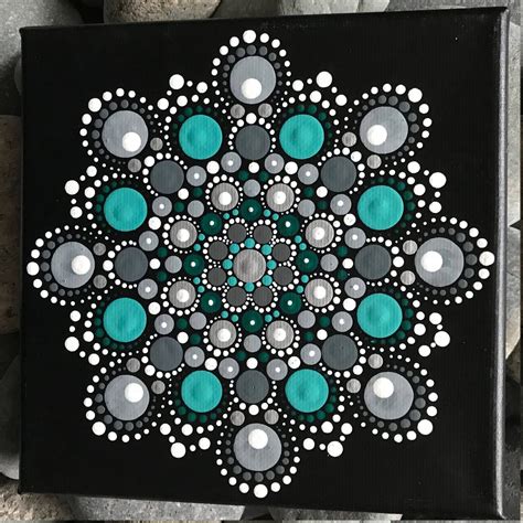 6 X 6 Hand Painted Mandala On Canvas Dot Painting Mandala Painted