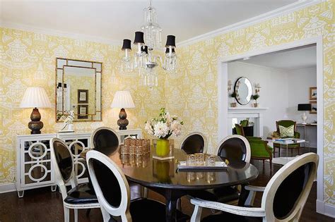 Yellow And Black Dining Rooms Transitional Dining Room