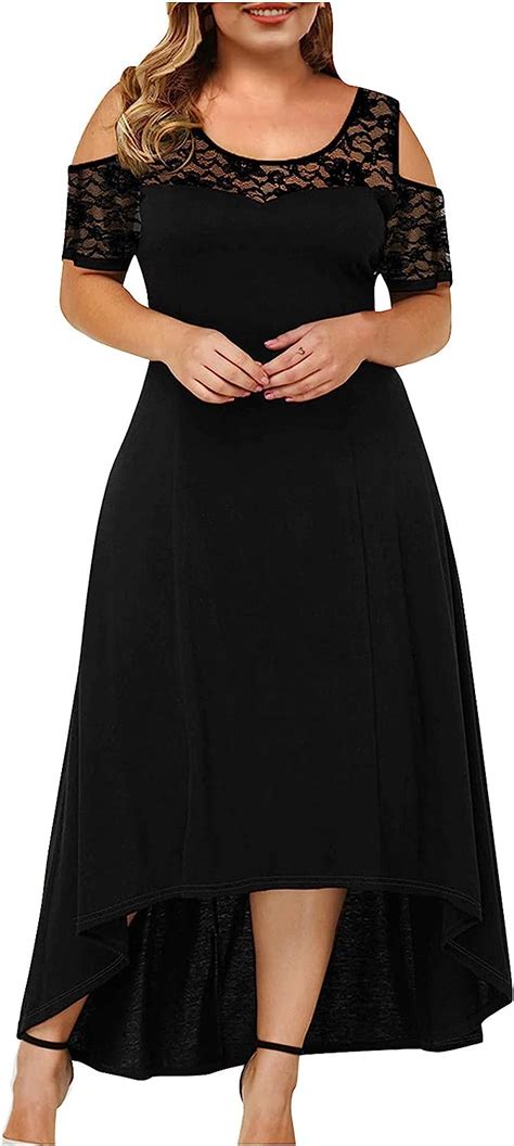 Summer Plus Size Maxi Dresses For Wedding Guest Women Black Sexy Lace