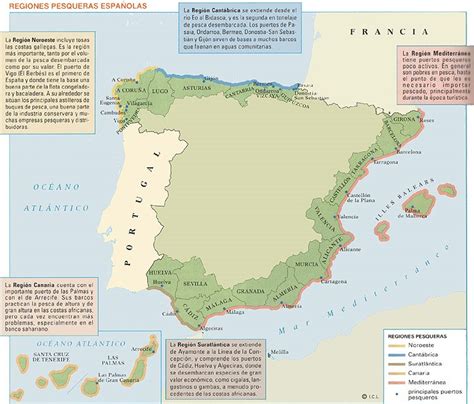 Geografía De España 2º Bach Zonas De Pesca Mapa Comentado Y Teoría