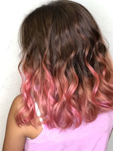 Pink Tipped Hair Brown Hair Pink Tips Colored Hair Tips Pink Hair