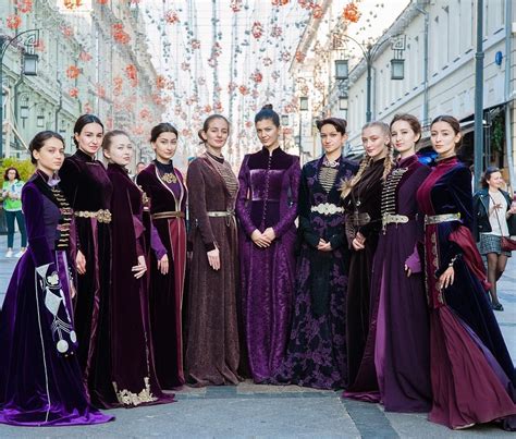 Crowd Of Circassian Residents In Traditional Costume Group Of