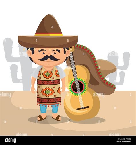 mexican man character with culture icons stock vector image and art alamy