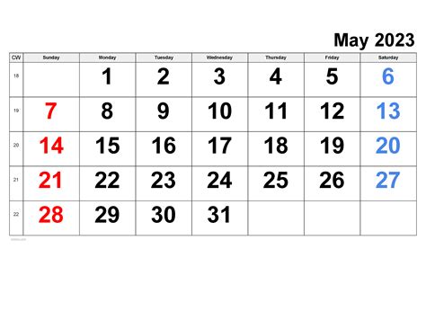 May 2023 Calendar Free Printable Pdf Xls And Png