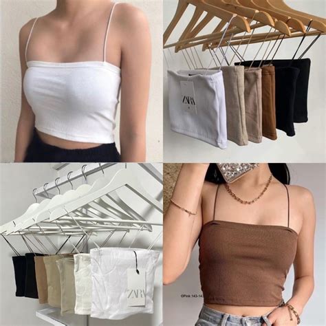 Zara Strappy String Bandue Crop Top Knitted Crop Top For Fashion Woman Shopee Philippines