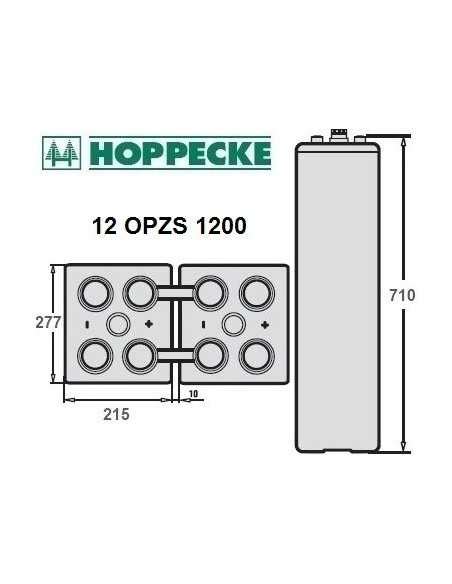 Batería estacionaria OPzS de 1800Ah C100 6 baterías de 2V HOPPECKE 12 OPZS 1200 o Power VL 2 1380