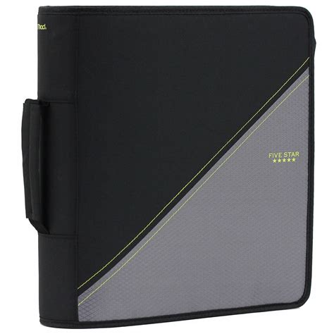 Five Star 3 D Ring Zipper Binder With Handle Black Grand And Toy