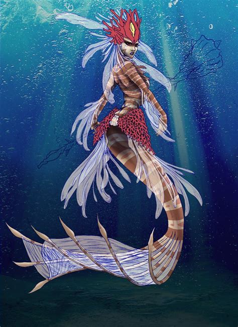 Lionfish Mermaid Lion Fish Mermaid Art Mermaids And Mermen