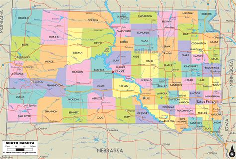 Detailed Political Map Of South Dakota Ezilon Maps