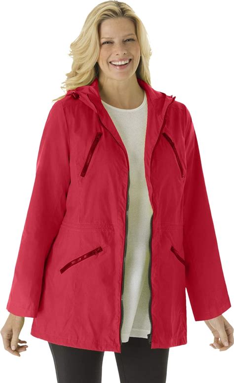 Woman Within Womens Plus Size Lightweight Hooded Taslon Anorak With