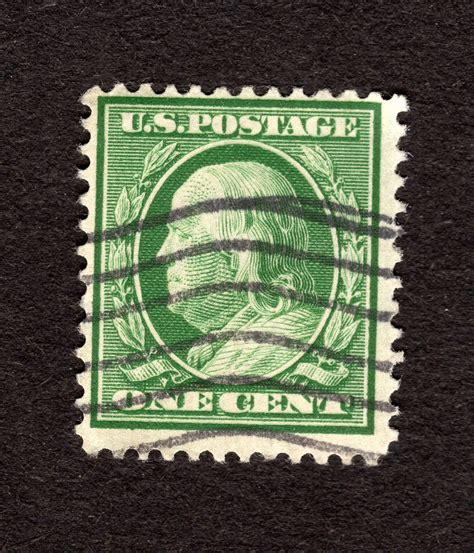 1c Franklin Us Postage Stamp Green Facing Left 331 Perf 121908 09
