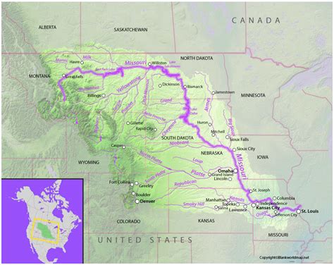 Missouri River Map Where Is The Missouri River On A Map