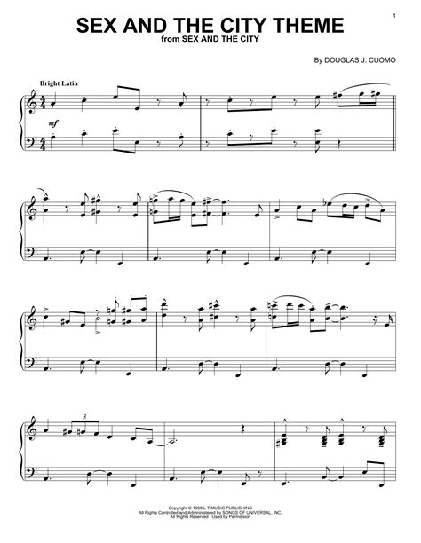 Sex And The City Theme Sheet Music Thomas Findlay Piano Solo