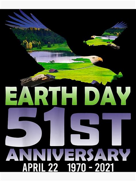 Earth Day 51st Anniversary Forest Eagle Silhouette Animals Poster By