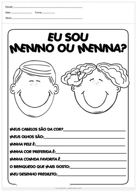 Atividades Identidade E Autonomia Atividade Educativa Ler E Aprender