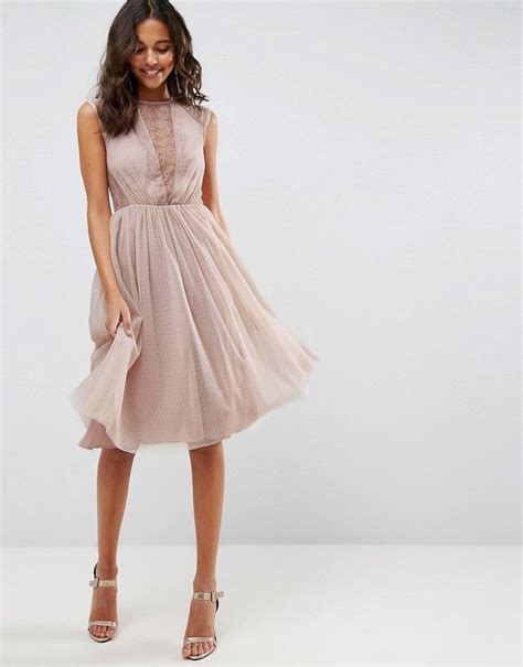 Asos Design Lace Tulle Cap Sleeve Midi Dress Midi Dress With Sleeves Tulle Dress Pink Midi Dress