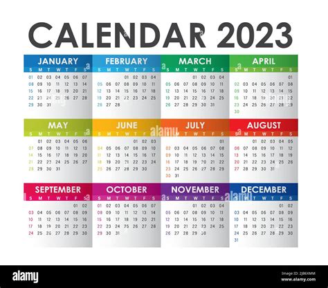 Colorido Calendario Año 2023 Plantilla De Diseño Vectorial Diseño Sencillo Y Limpio Calendario