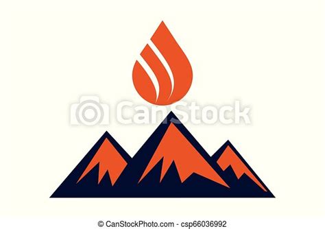 Abstract Mountain Fire Logo Icon Vector Concept Flat Design Canstock