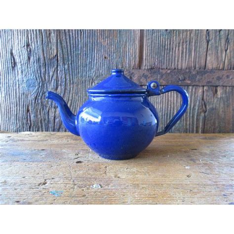 Vintage Enamel Teapot Jug Cobalt Blue 20 Liked On Polyvore Featuring