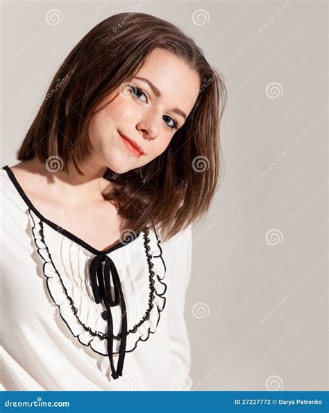Young Cute Brunette Teen Girl Stock Photo Image Of Natural European