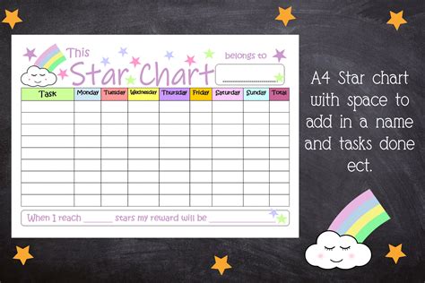 Star Reward Chart For Kids Printable Star Chart With Etsy
