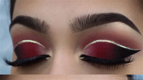 Red And Black Eye Makeup Tutorial Red Cut Crease Glitter