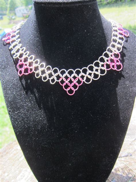 Light Pink And Silver Chain Mail Necklace By Legendarmory On Etsy 35