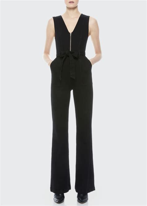 Alice Olivia Jeans Gorgeous V Neck Denim Jumpsuit Bergdorf Goodman