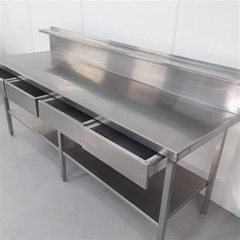 Used Stainless Steel Table 233cmw X 72cmd X 92cmh H2 Catering Equipment
