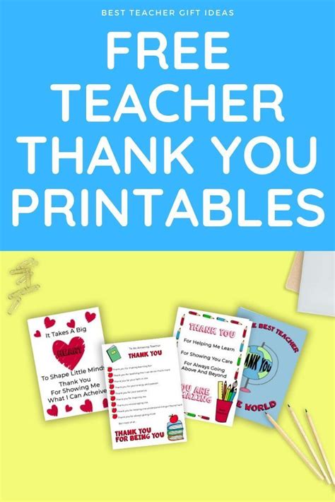 Free Teacher Thank You Printables
