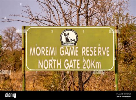 Moremi Game Reserve Botswana September A Road Sign For The