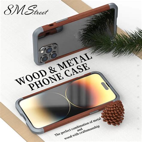 Wood Border Phone Case For Iphone 12 13 14 Pro Max 14 Plus Aluminum