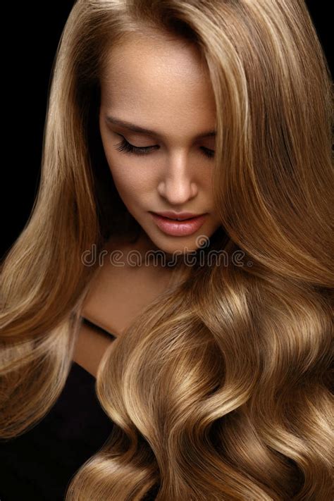 Volume Hair Beautiful Woman Model With Long Blonde Hair