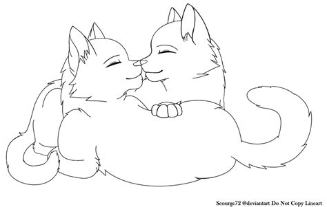 Cat Couple Lineart By Shadow At Nightfall On Deviantart