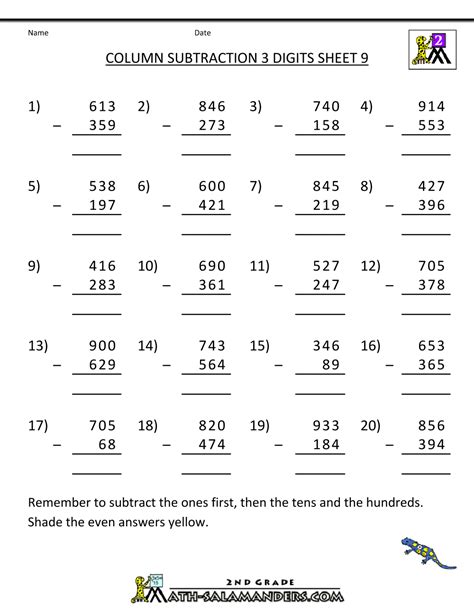 Subtraction With Regrouping Worksheets