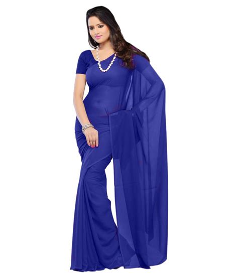 Aruna Sarees Blue Chiffon Saree Buy Aruna Sarees Blue Chiffon Saree Online At Low Price