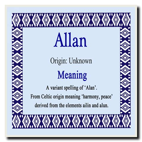 Allan Personalised Name Meaning Coaster The Card Zoo
