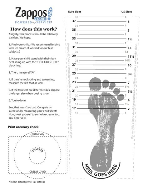 Printable Shoe Size Chart Kids Printable Blank World